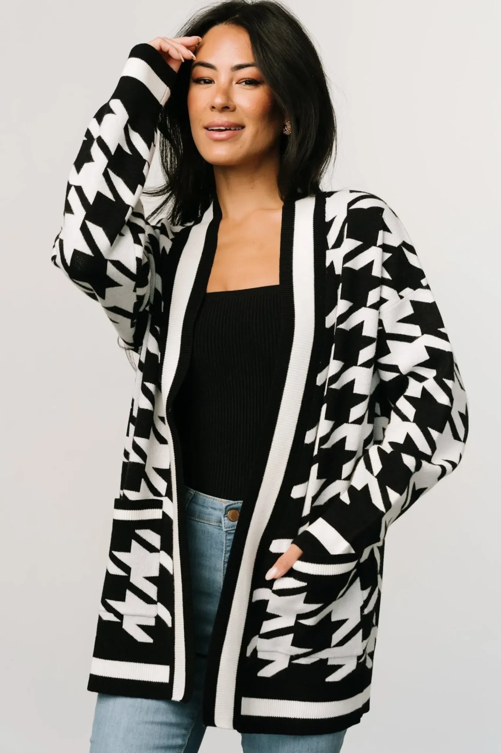 Baltic Born COMING SOON|Leroy Houndstooth Cardigan | Black + White