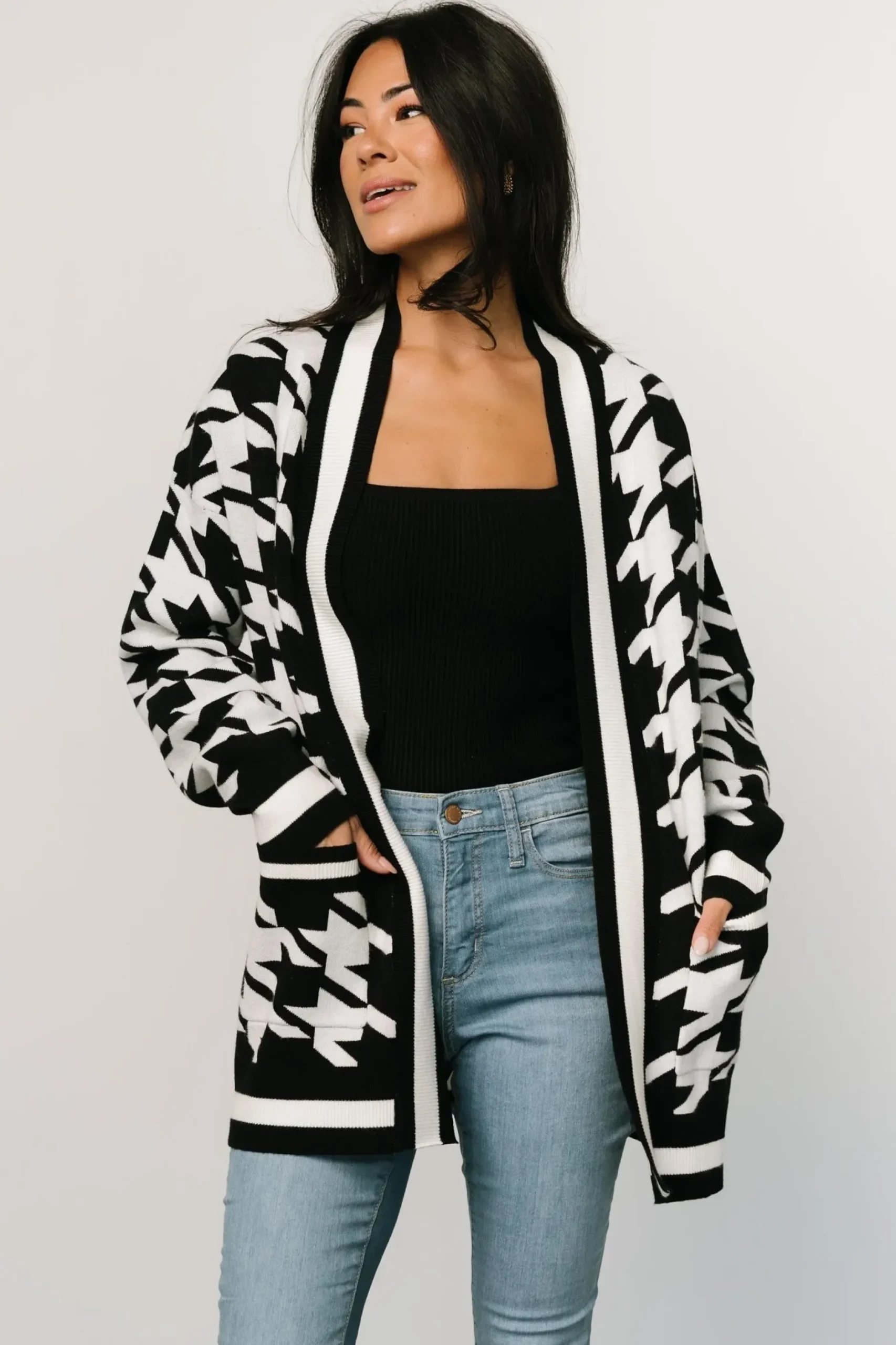 Baltic Born COMING SOON|Leroy Houndstooth Cardigan | Black + White