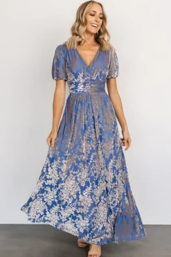 Baltic Born maxi dresses|EXTENDED SIZING|Leslie Velvet Maxi Dress | Blue + Silver