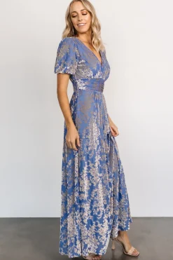 Baltic Born maxi dresses|EXTENDED SIZING|Leslie Velvet Maxi Dress | Blue + Silver