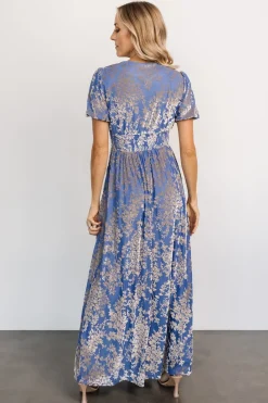 Baltic Born maxi dresses|EXTENDED SIZING|Leslie Velvet Maxi Dress | Blue + Silver