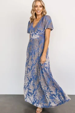 Baltic Born maxi dresses|EXTENDED SIZING|Leslie Velvet Maxi Dress | Blue + Silver