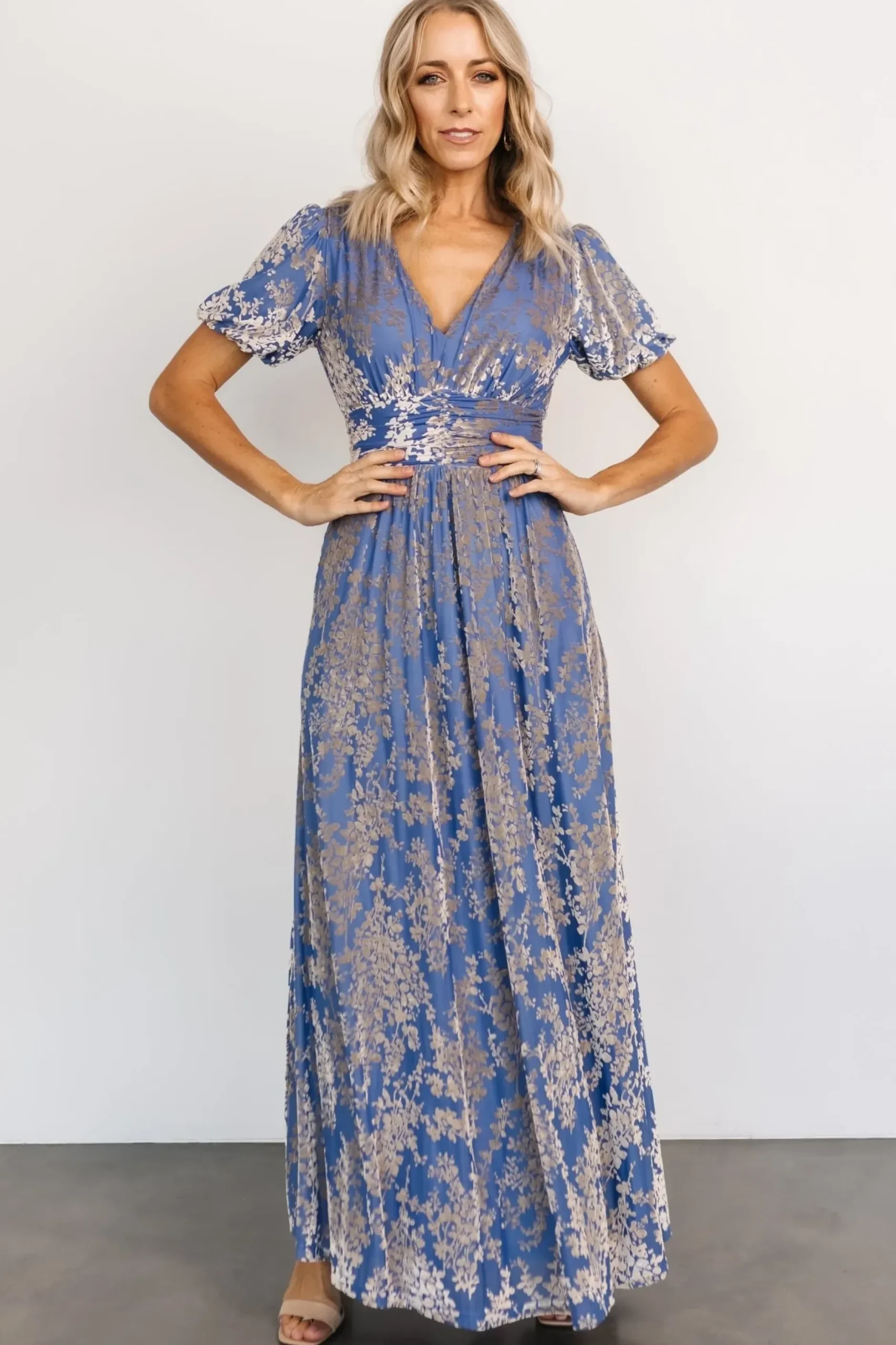Baltic Born maxi dresses|EXTENDED SIZING|Leslie Velvet Maxi Dress | Blue + Silver