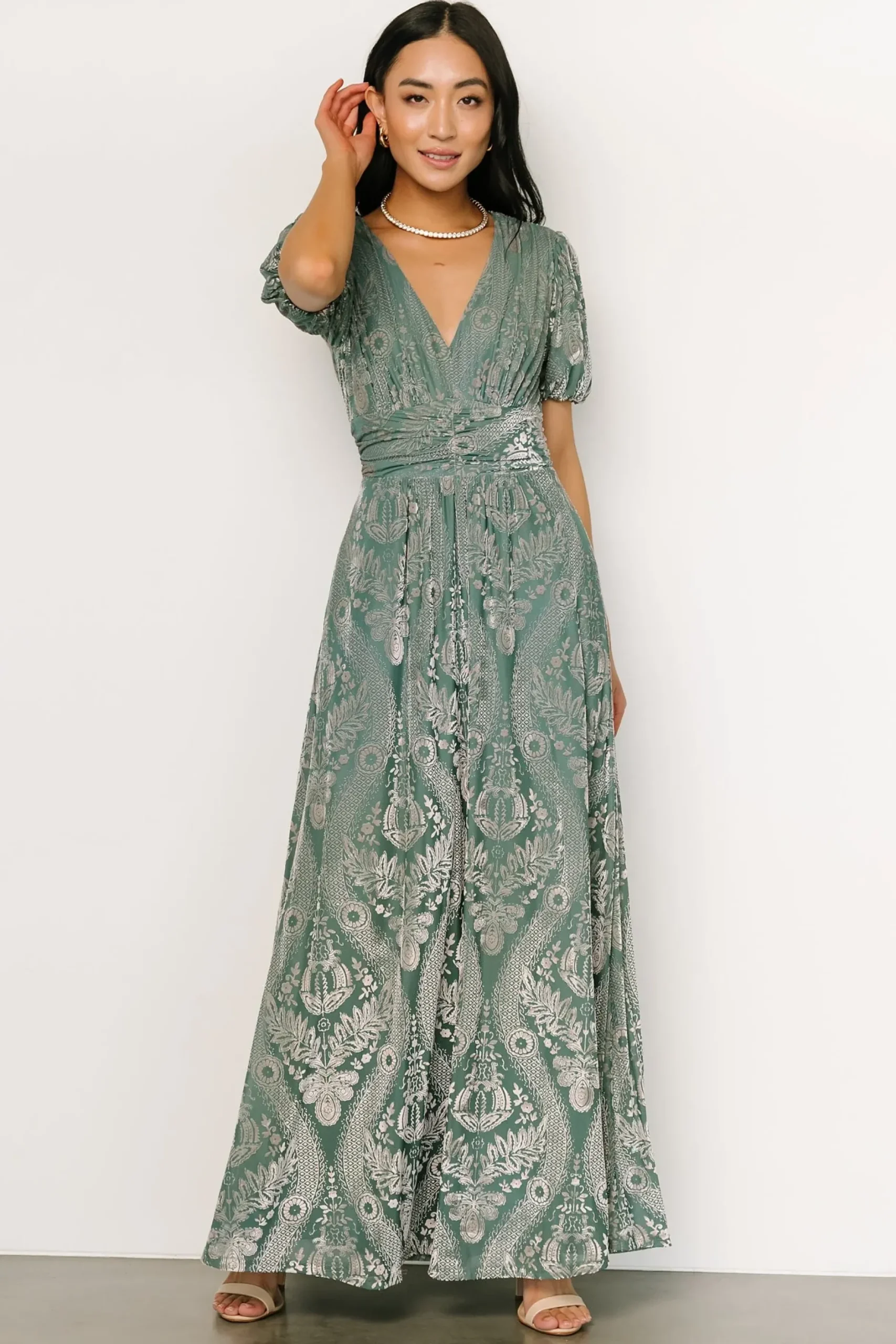 Baltic Born maxi dresses|EXTENDED SIZING|Leslie Velvet Maxi Dress | Sage + Silver