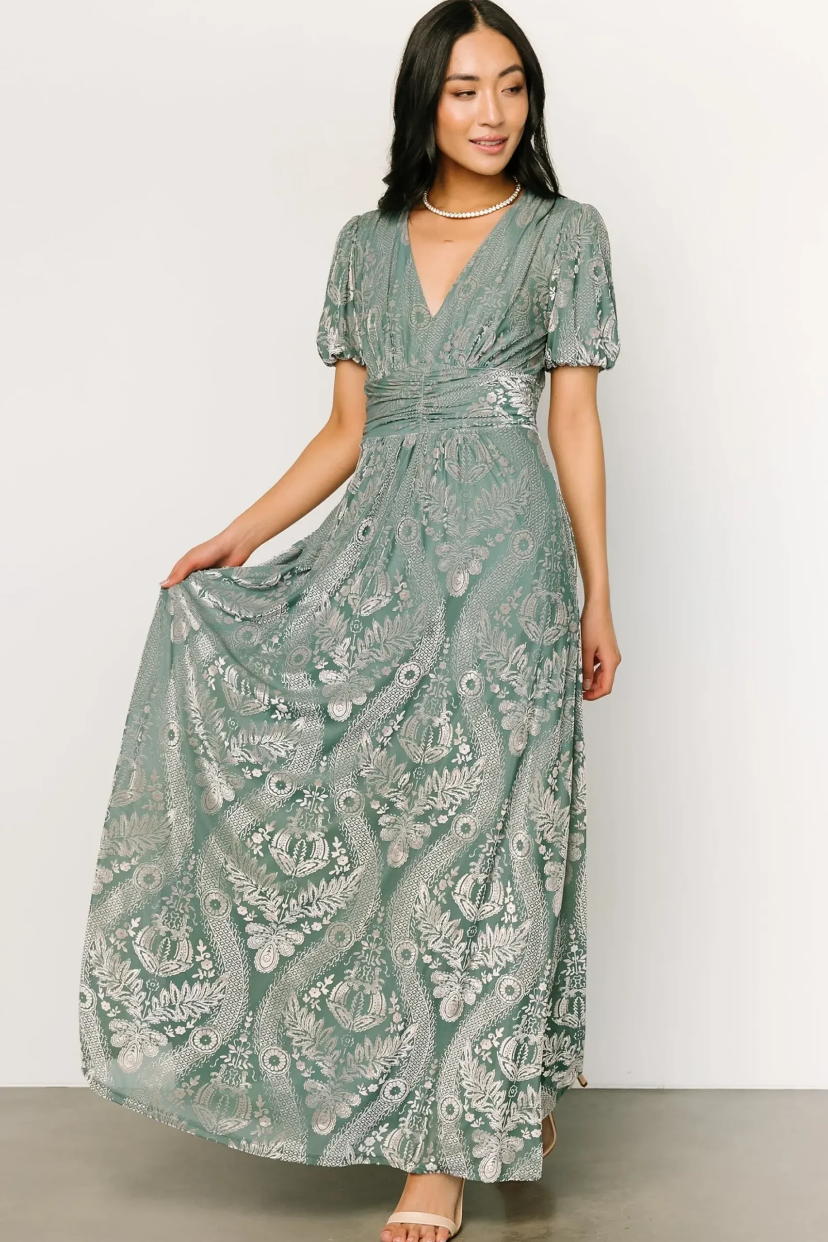 Baltic Born maxi dresses|EXTENDED SIZING|Leslie Velvet Maxi Dress | Sage + Silver