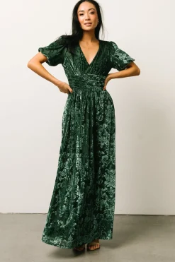 Baltic Born maxi dresses|EXTENDED SIZING|Leslie Velvet Maxi Dress | Pine