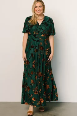 Baltic Born maxi dresses|EXTENDED SIZING|Leslie Velvet Maxi Dress | Bronze + Jade
