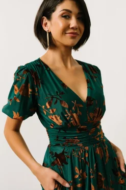 Baltic Born maxi dresses|EXTENDED SIZING|Leslie Velvet Maxi Dress | Bronze + Jade