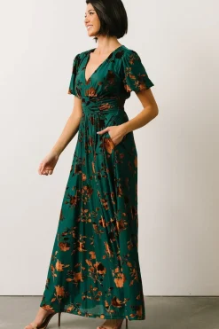 Baltic Born maxi dresses|EXTENDED SIZING|Leslie Velvet Maxi Dress | Bronze + Jade