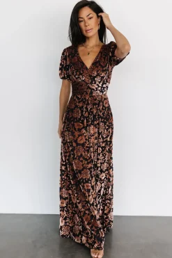 Baltic Born maxi dresses|EXTENDED SIZING|Leslie Velvet Maxi Dress | Black + Bronze
