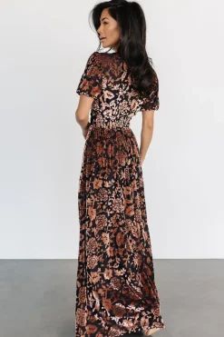 Baltic Born maxi dresses|EXTENDED SIZING|Leslie Velvet Maxi Dress | Black + Bronze