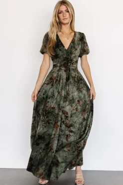 Baltic Born maxi dresses|EXTENDED SIZING|Leslie Velvet Maxi Dress | Green + Copper