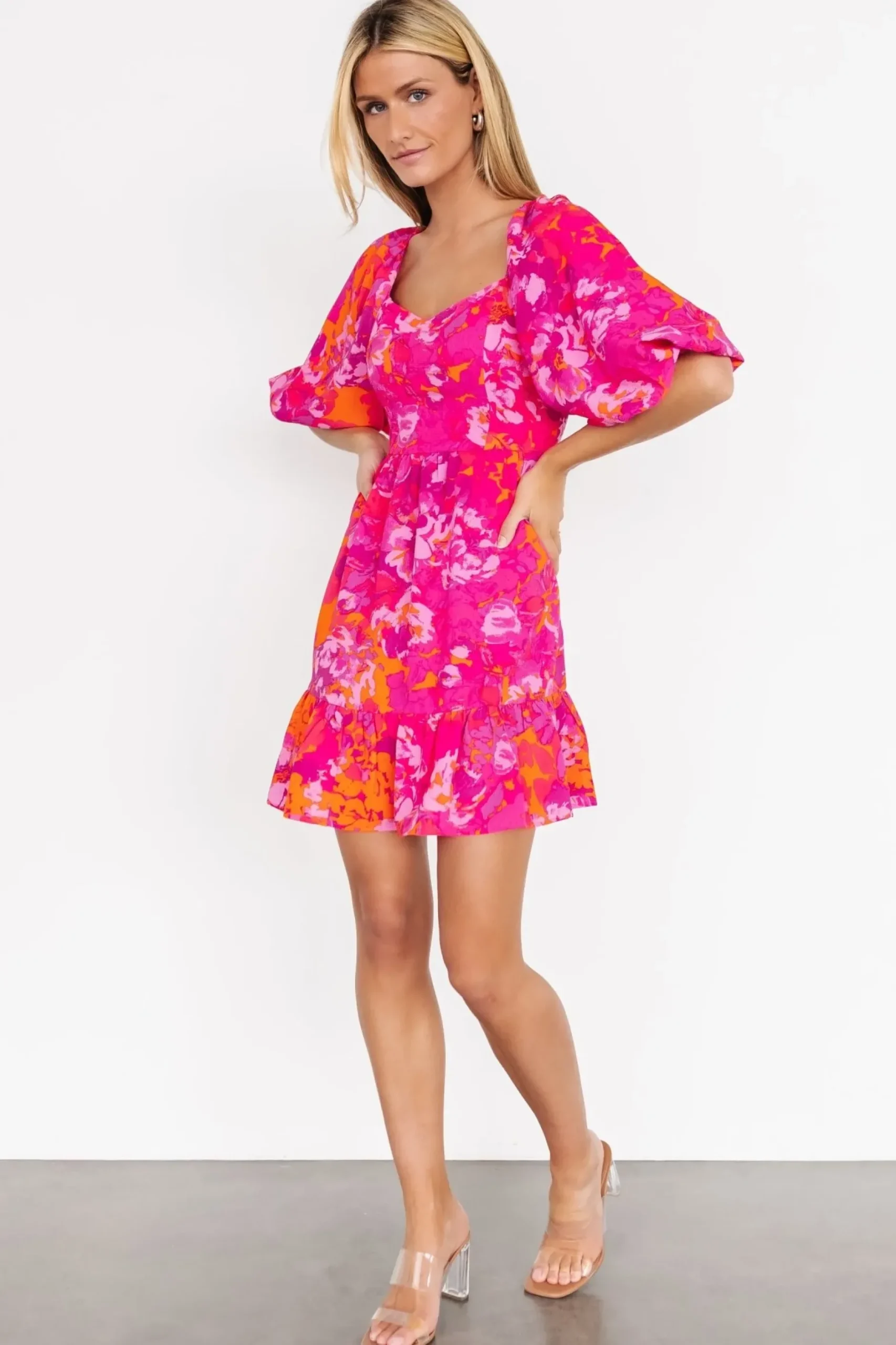 Baltic Born short dresses|Levy Sweetheart Mini Dress | Fuchsia Multi