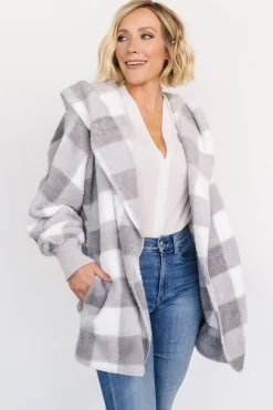 Baltic Born outerwear|Lincoln Teddy Cardigan | Gray + White