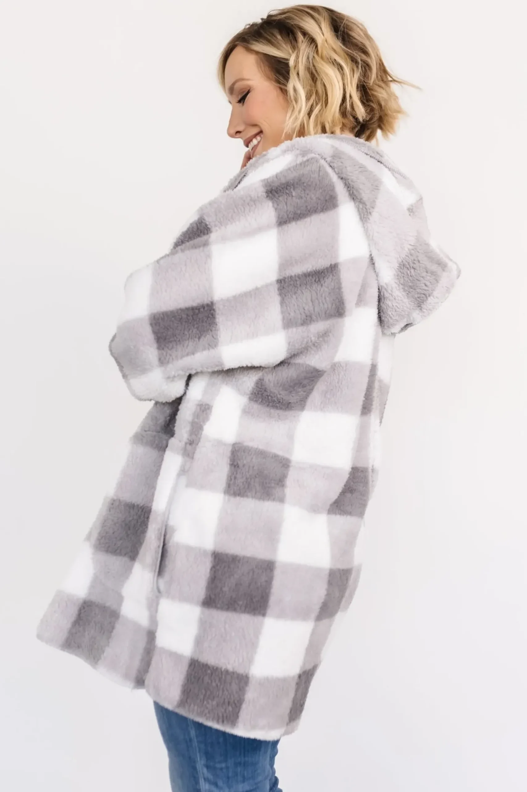 Baltic Born outerwear|Lincoln Teddy Cardigan | Gray + White