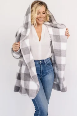 Baltic Born outerwear|Lincoln Teddy Cardigan | Gray + White