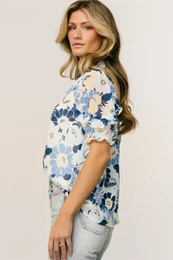Baltic Born blouses + shirts|Lisa Ruffle Sleeve Top | Blue Floral