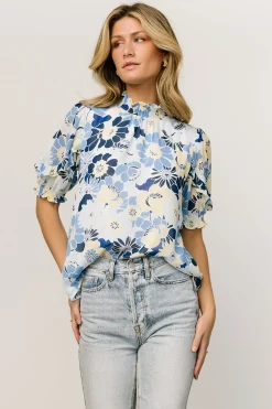 Baltic Born blouses + shirts|Lisa Ruffle Sleeve Top | Blue Floral