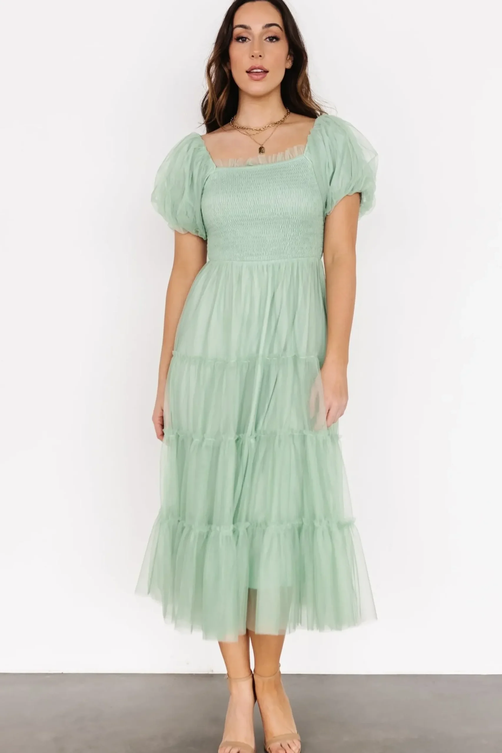Baltic Born tulle styles|Liv Tulle Midi Dress | Light Green