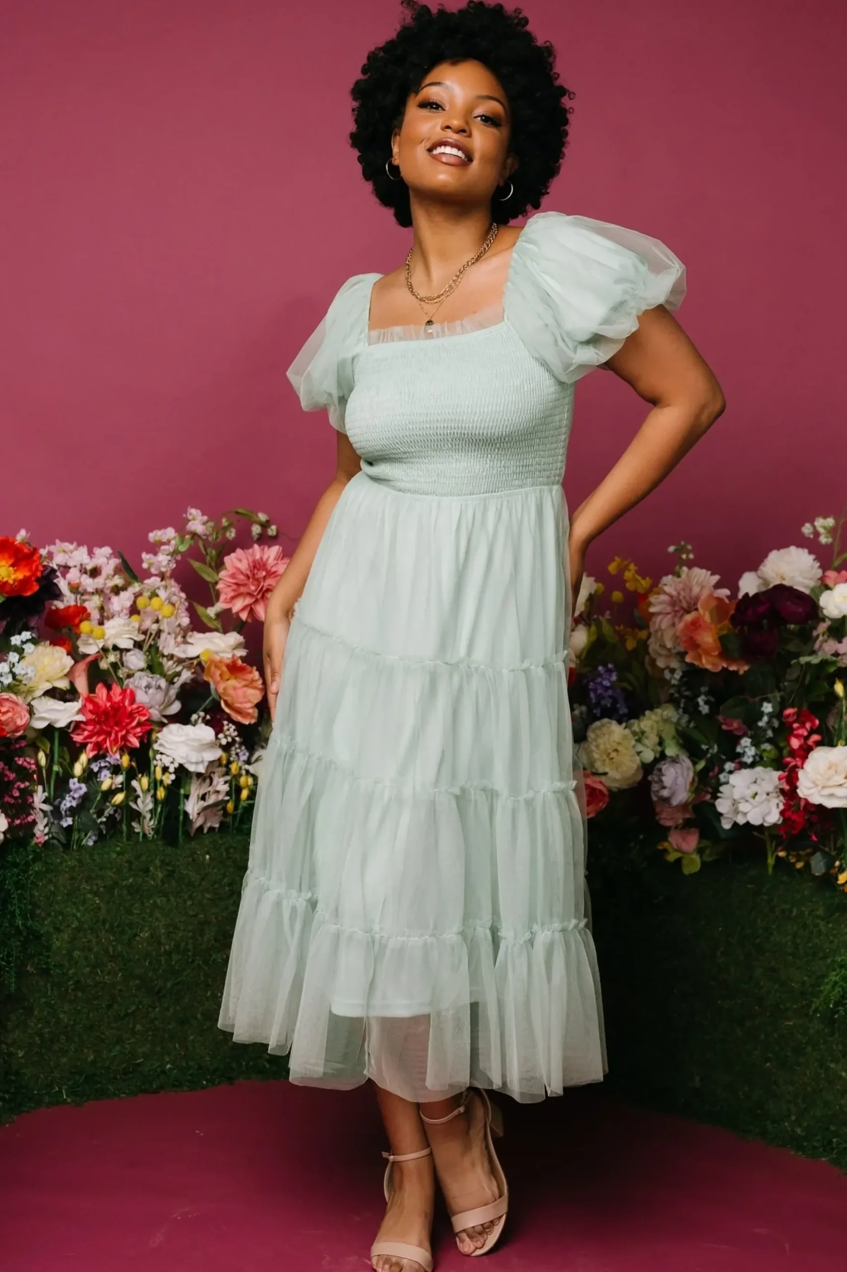 Baltic Born tulle styles|Liv Tulle Midi Dress | Light Green