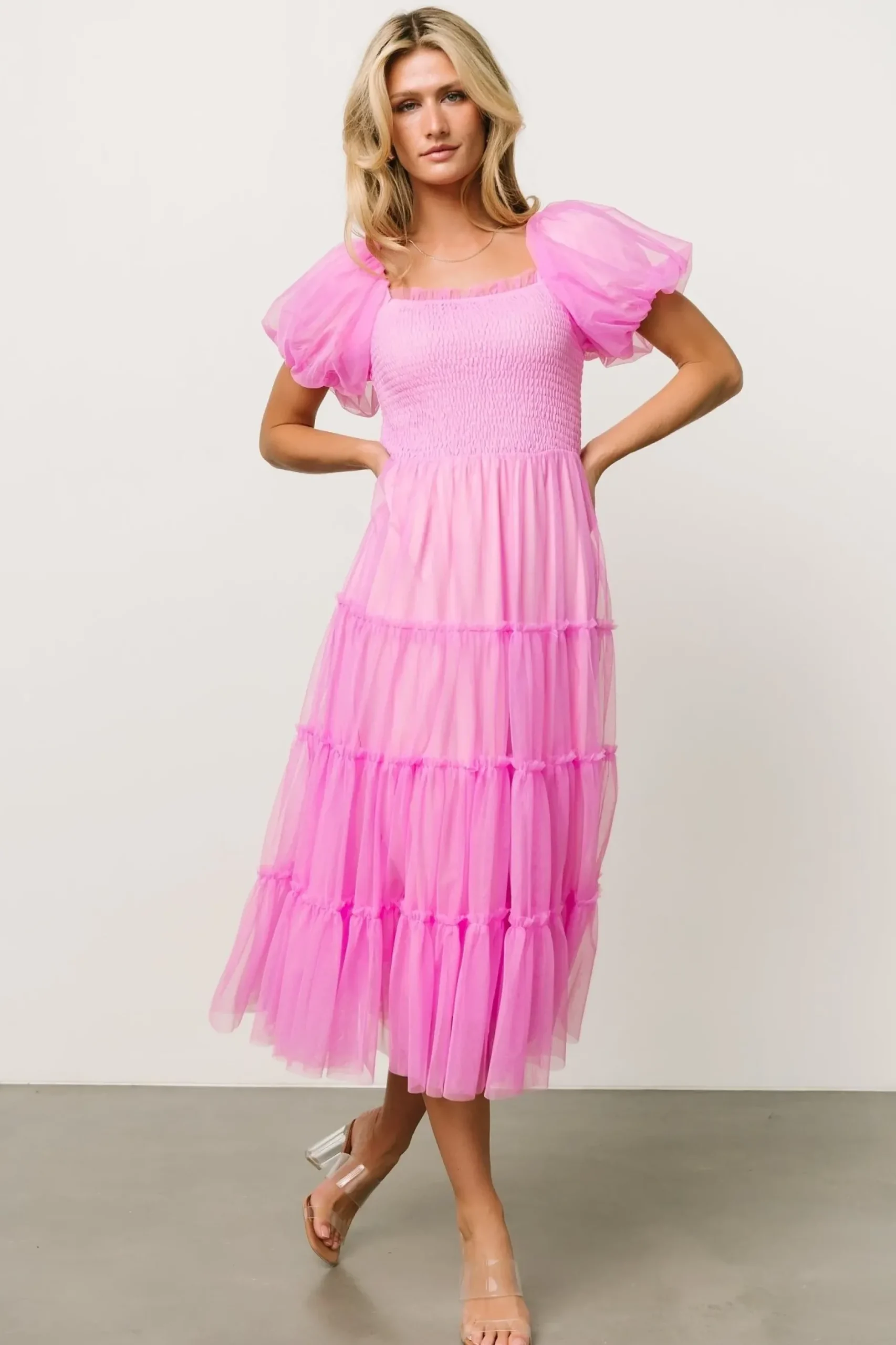 Baltic Born tulle styles|Liv Tulle Midi Dress | Pink
