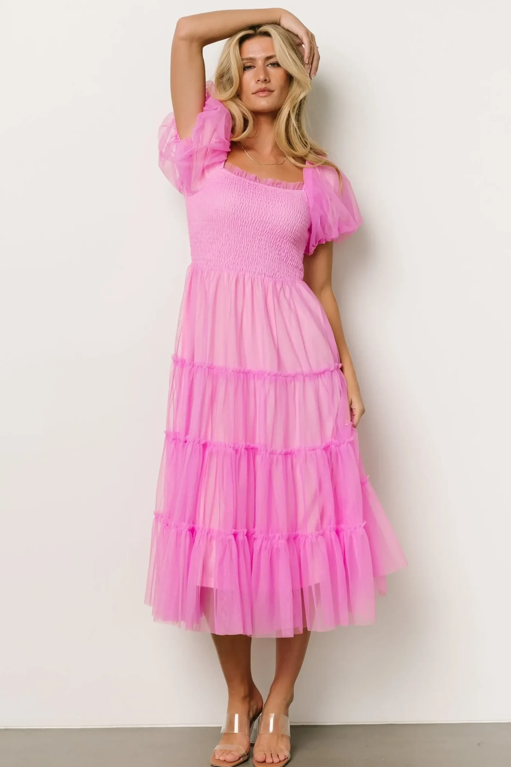 Baltic Born tulle styles|Liv Tulle Midi Dress | Pink