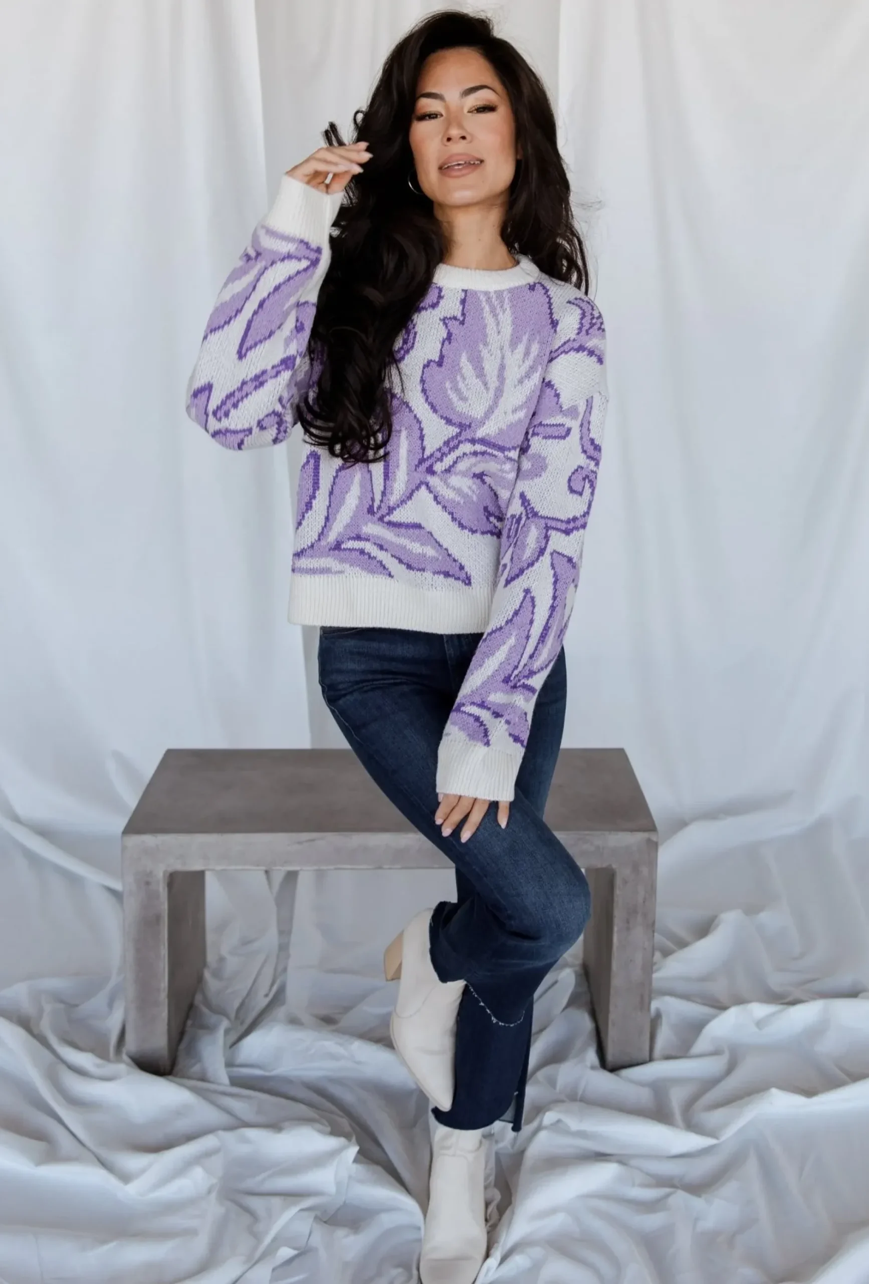 Baltic Born WINTER ESSENTIALS|Livy Knit Sweater | Lilac Print