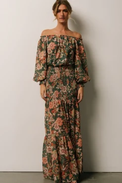 Baltic Born SALE|Lizzie Smocked Maxi Dress | Green Multi