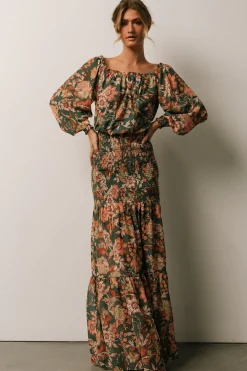 Baltic Born SALE|Lizzie Smocked Maxi Dress | Green Multi