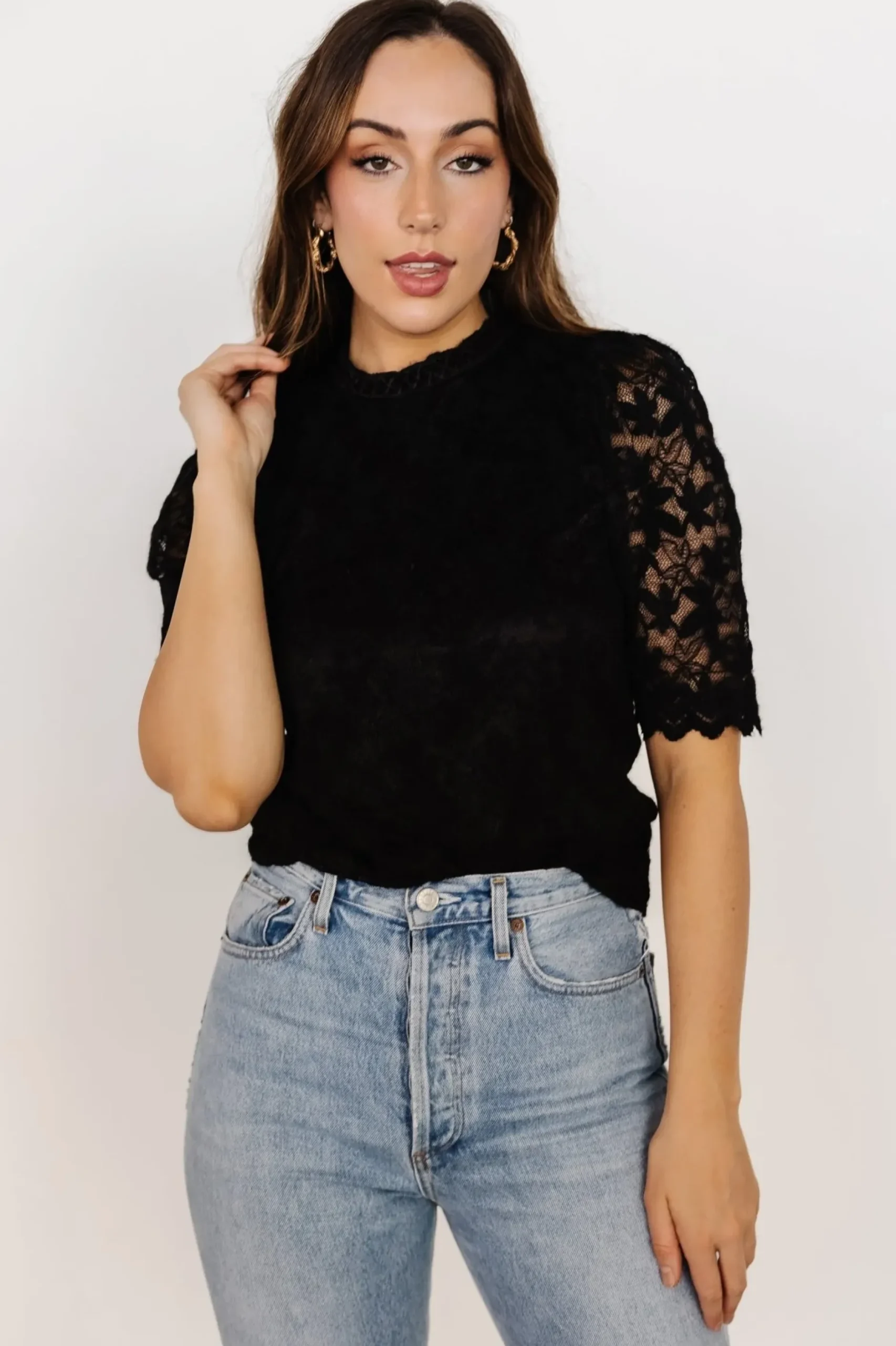 Baltic Born blouses + shirts|Lottie Lace Top | Black