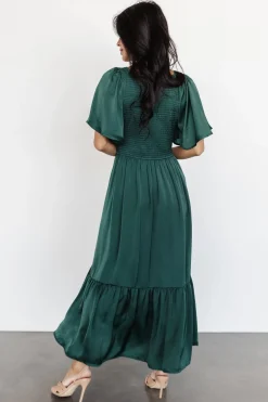 Baltic Born midi dresses|WINTER ESSENTIALS|Lovell Smocked Midi Dress | Emerald