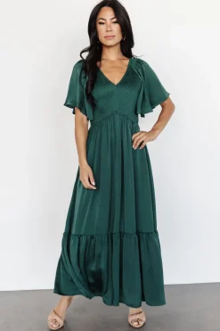 Baltic Born midi dresses|WINTER ESSENTIALS|Lovell Smocked Midi Dress | Emerald