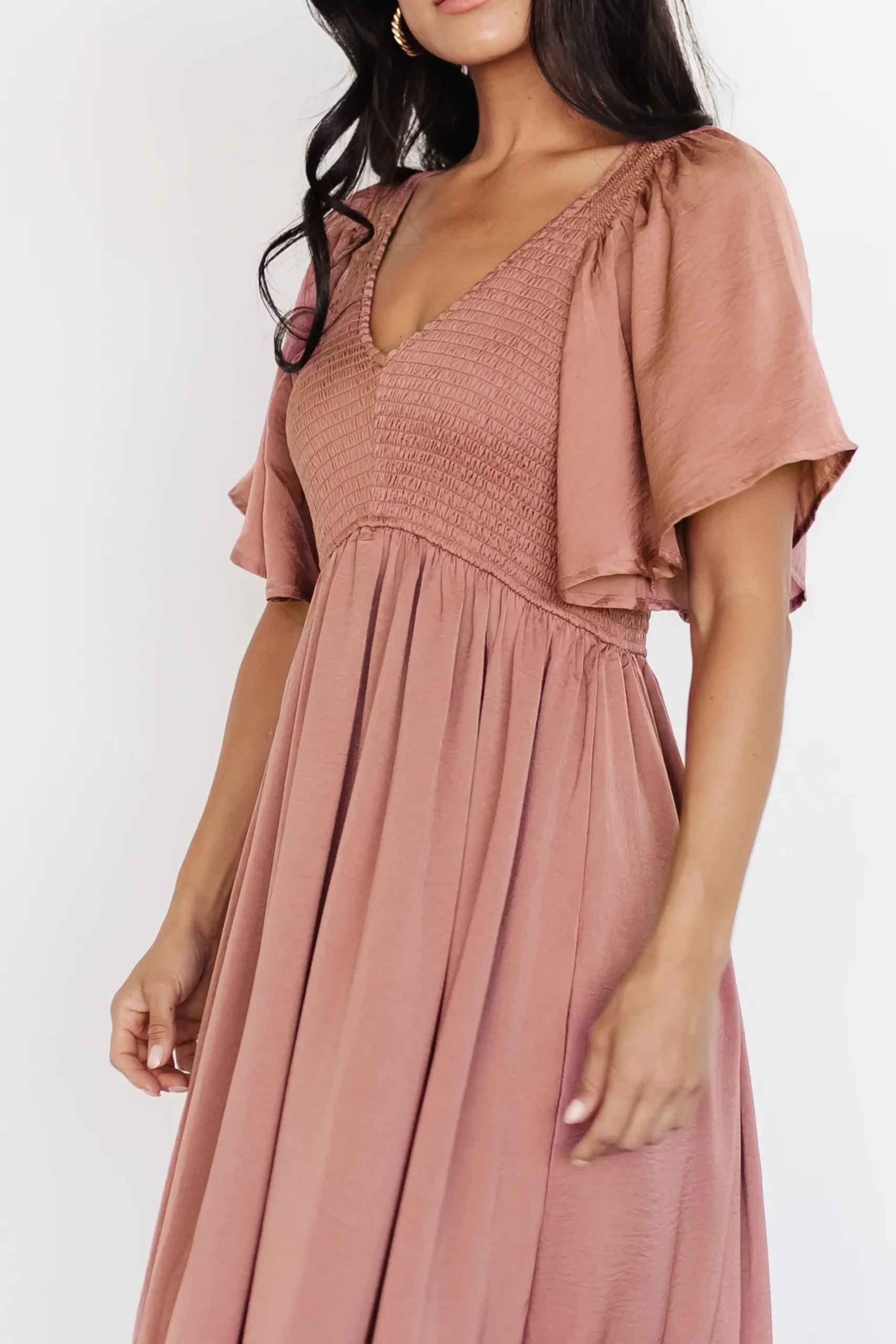 Baltic Born EXTENDED SIZING|Lovell Smocked Midi Dress | Dark Mauve