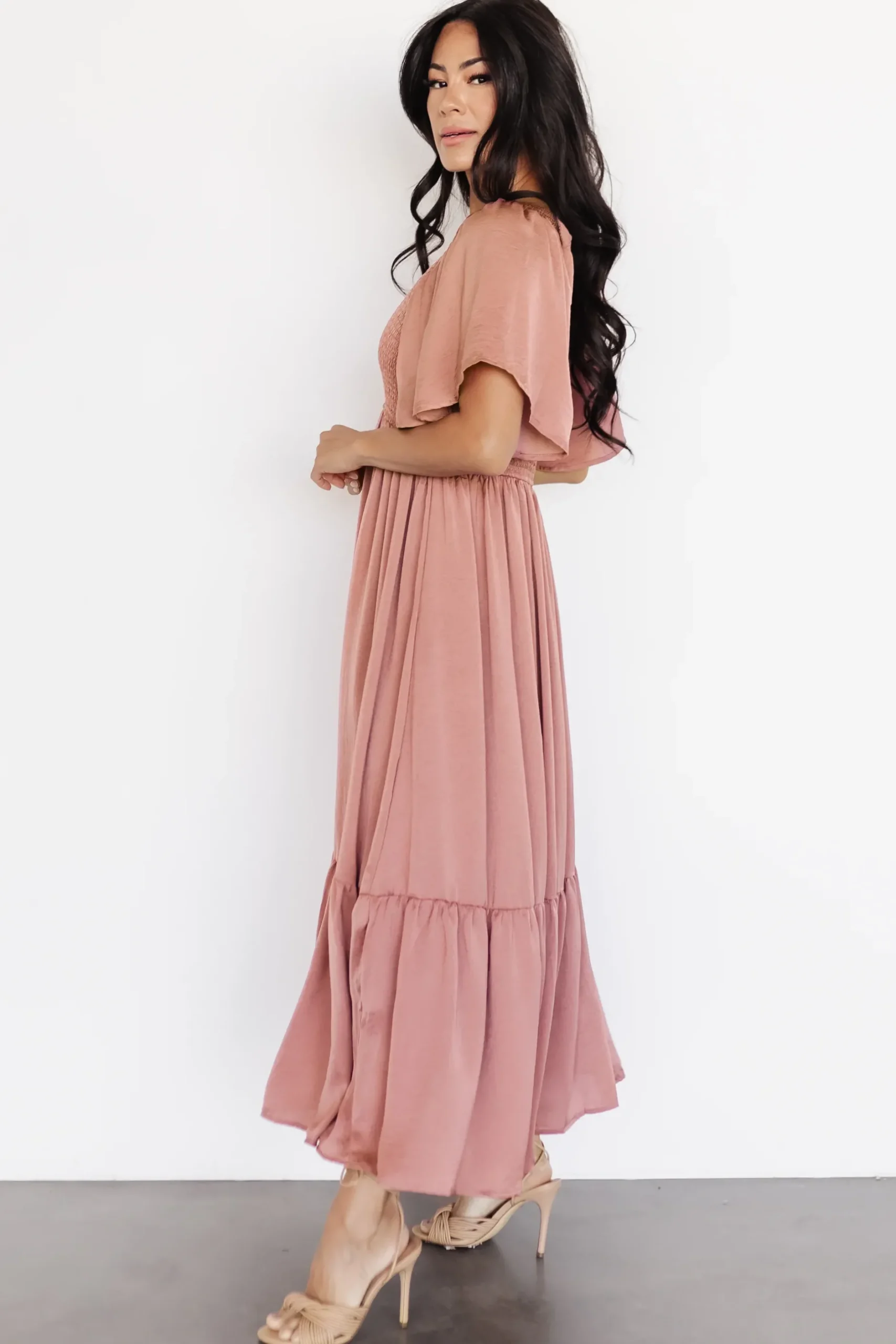 Baltic Born EXTENDED SIZING|Lovell Smocked Midi Dress | Dark Mauve