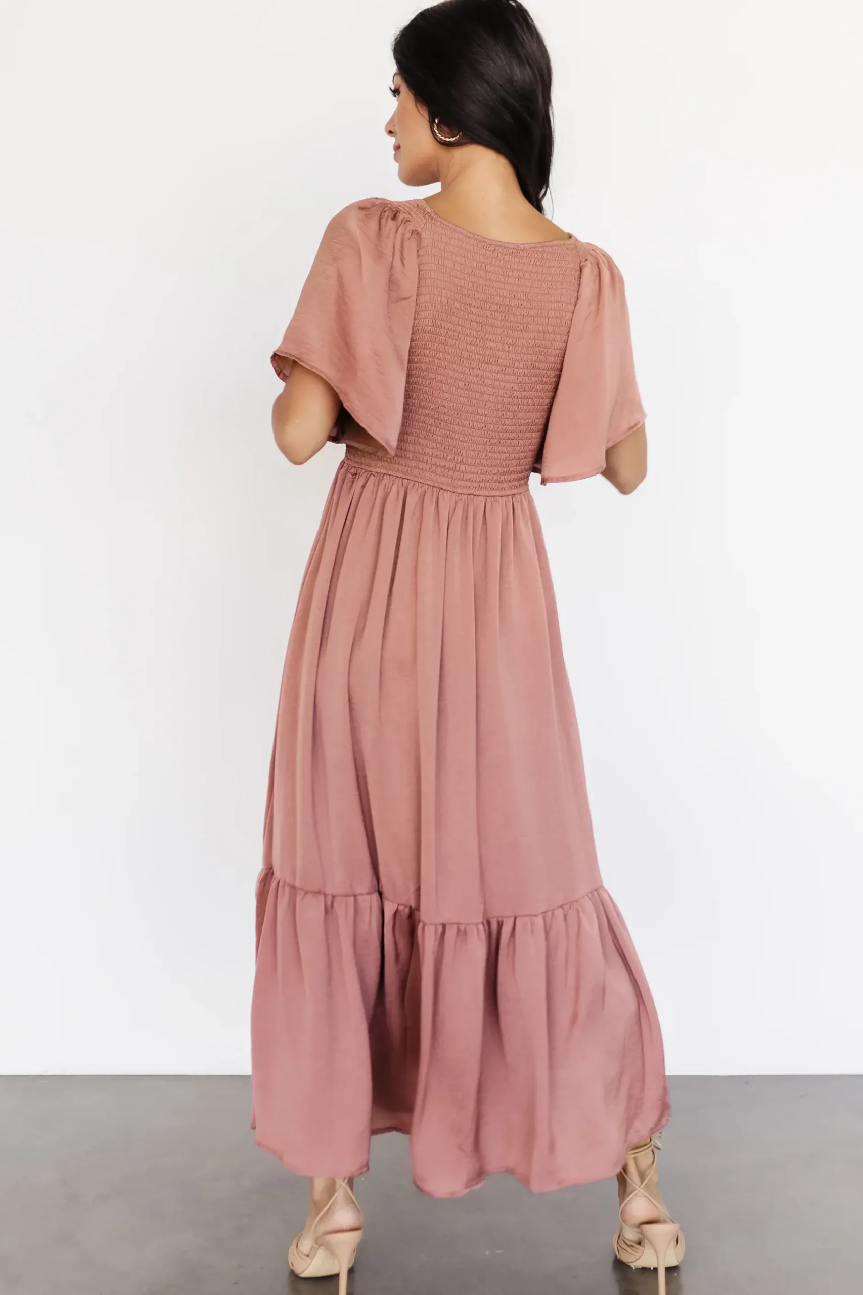 Baltic Born EXTENDED SIZING|Lovell Smocked Midi Dress | Dark Mauve