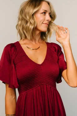 Baltic Born midi dresses|WINTER ESSENTIALS|Lovell Smocked Midi Dress | Wine