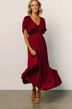 Baltic Born midi dresses|WINTER ESSENTIALS|Lovell Smocked Midi Dress | Wine