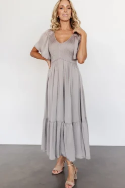 Baltic Born EXTENDED SIZING|Lovell Smocked Midi Dress | Vintage Gray