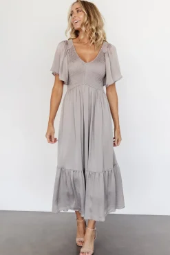 Baltic Born EXTENDED SIZING|Lovell Smocked Midi Dress | Vintage Gray