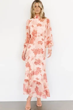 Baltic Born DRESSES|maxi dresses|Luciana Maxi Dress | Beige + Rose