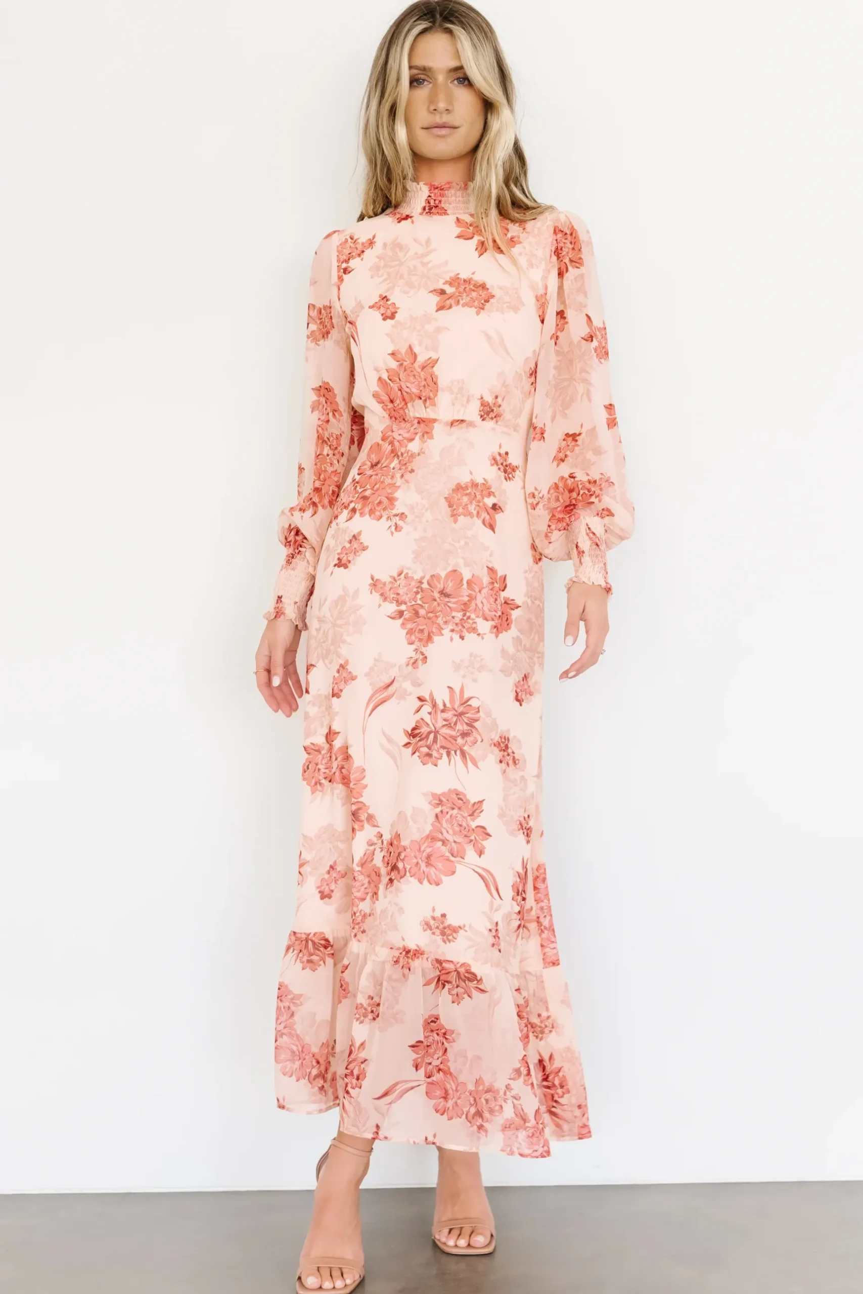 Baltic Born DRESSES|maxi dresses|Luciana Maxi Dress | Beige + Rose