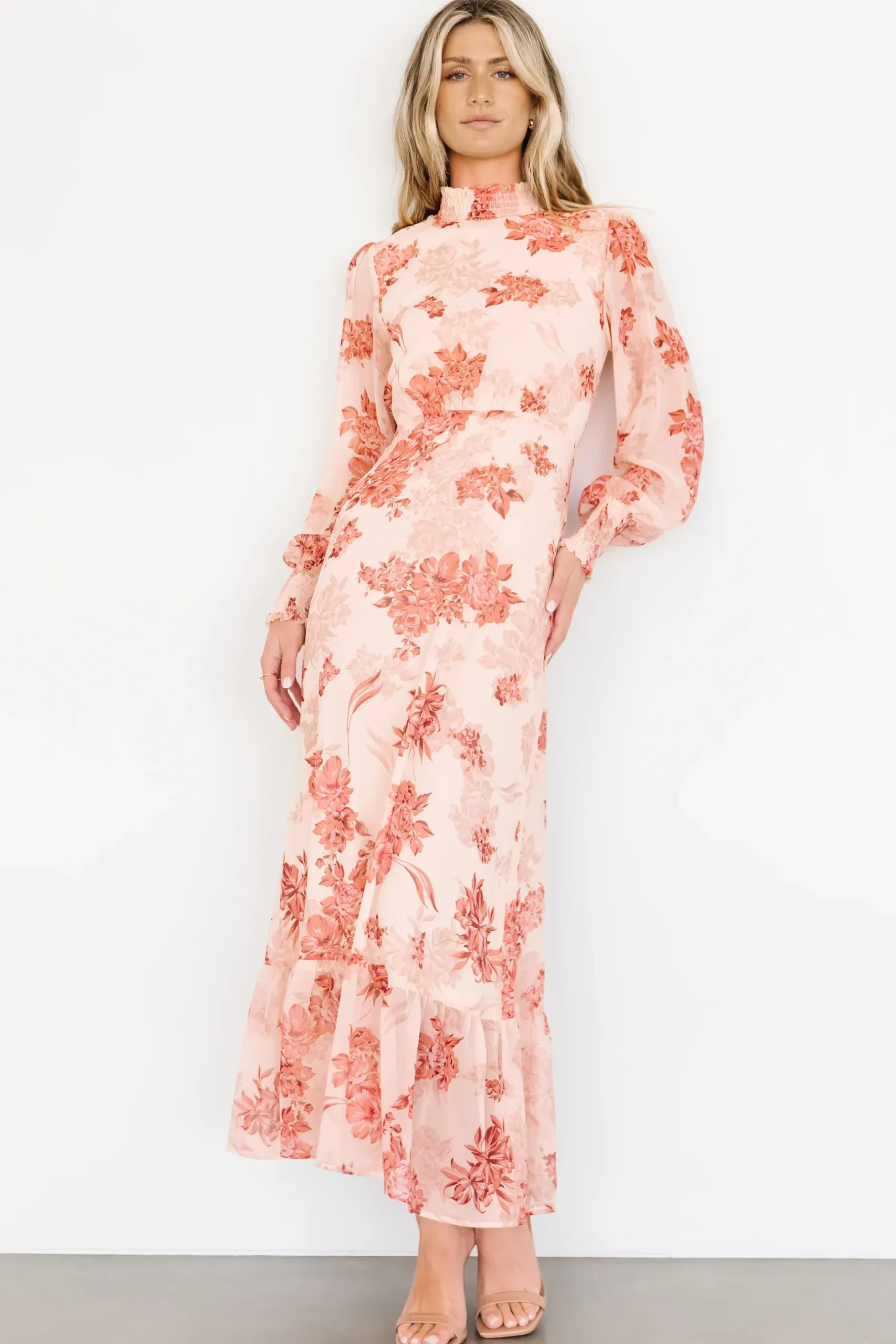 Baltic Born DRESSES|maxi dresses|Luciana Maxi Dress | Beige + Rose