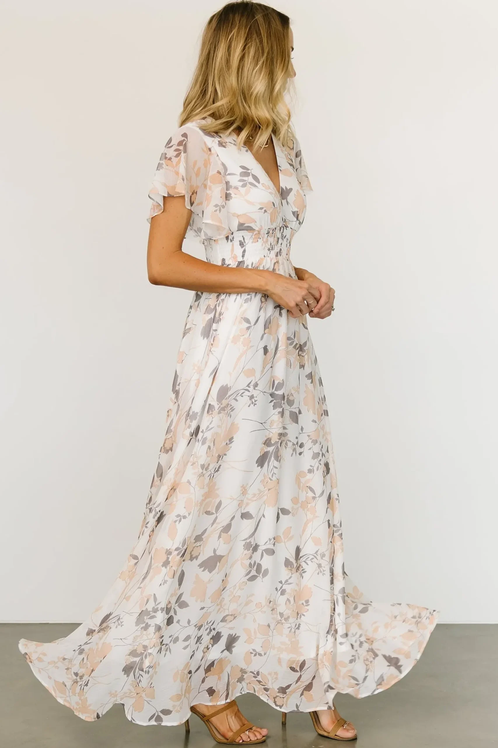 Baltic Born WEDDING SUITE|wedding guest|Lynlee Metallic Maxi Dress | Off White Print