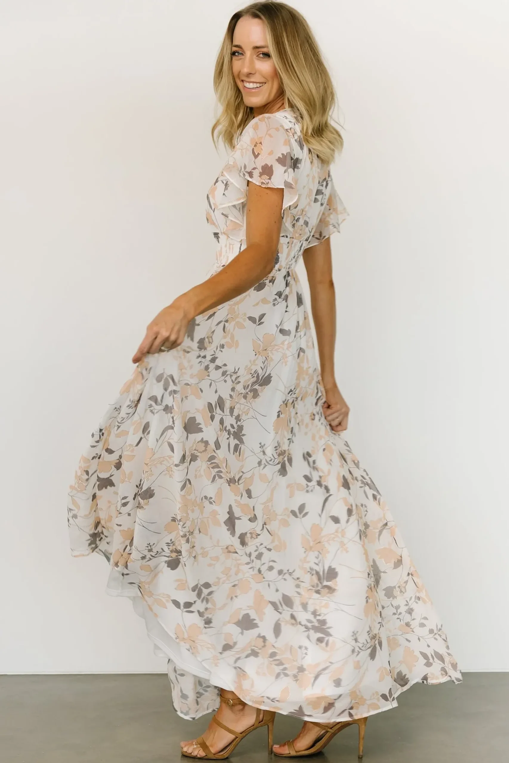 Baltic Born WEDDING SUITE|wedding guest|Lynlee Metallic Maxi Dress | Off White Print