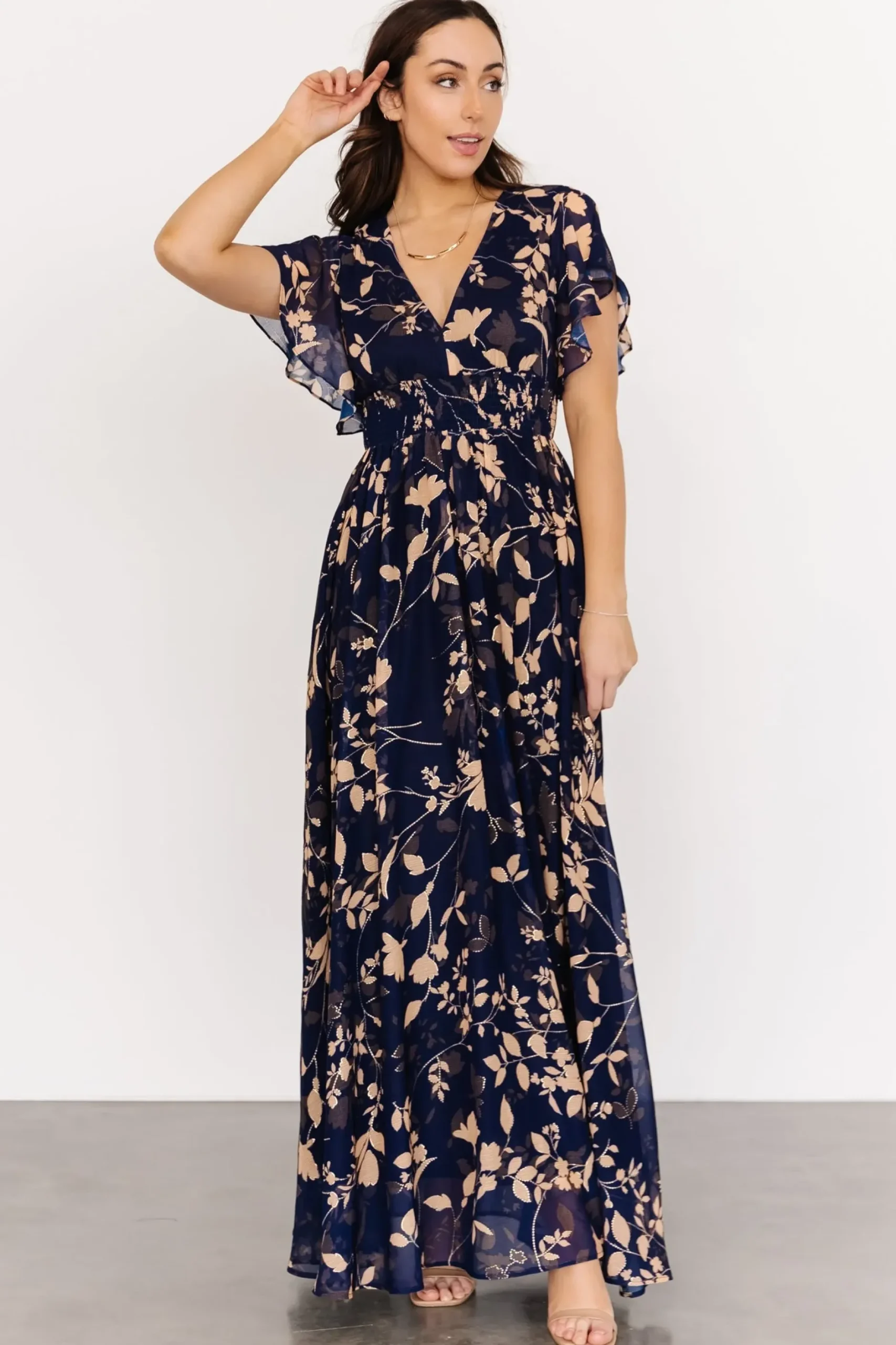 Baltic Born WEDDING SUITE|wedding guest|Lynlee Metallic Maxi Dress | Navy