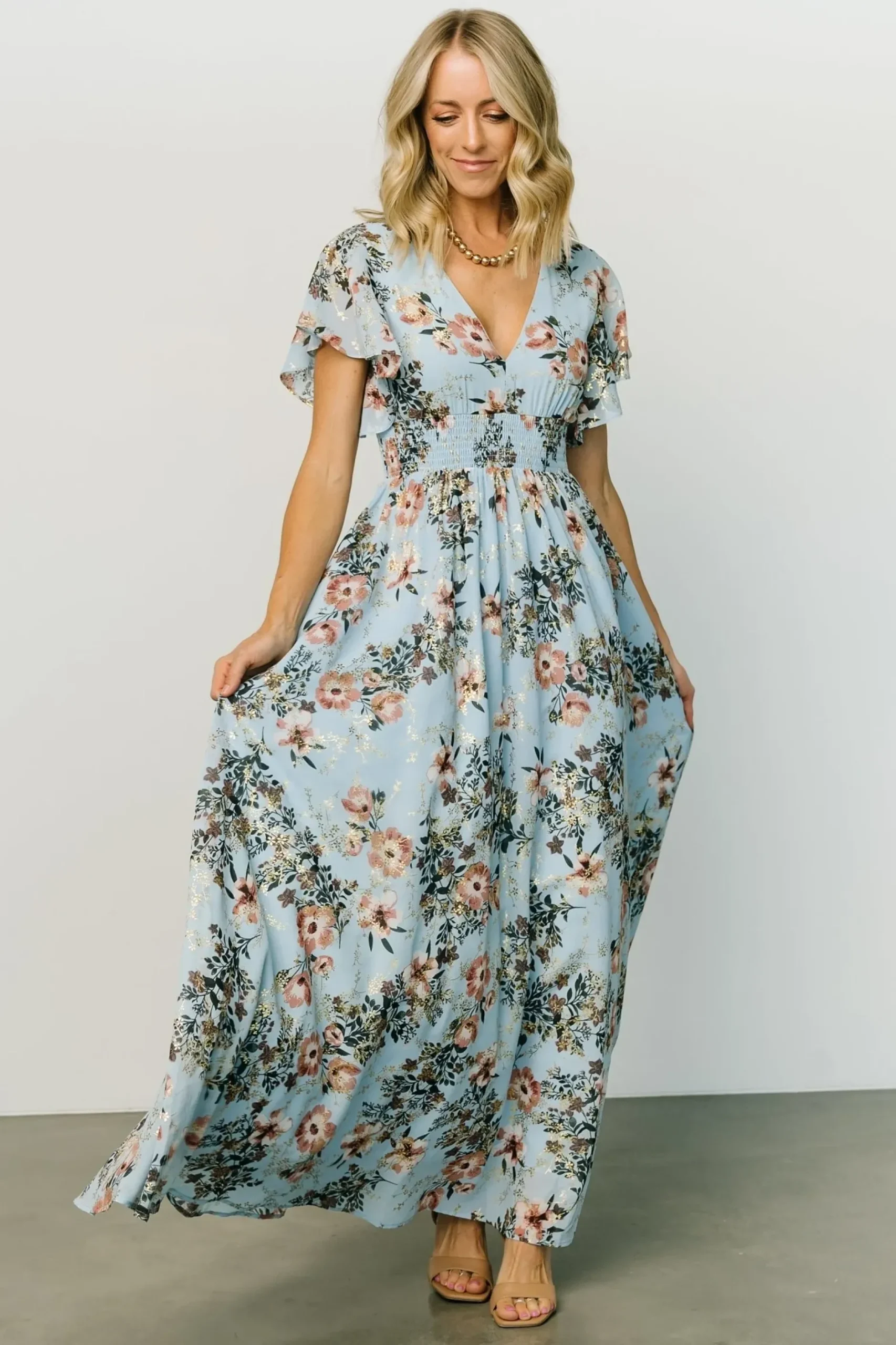 Baltic Born WEDDING SUITE|wedding guest|Lynlee Metallic Maxi Dress | Light Blue