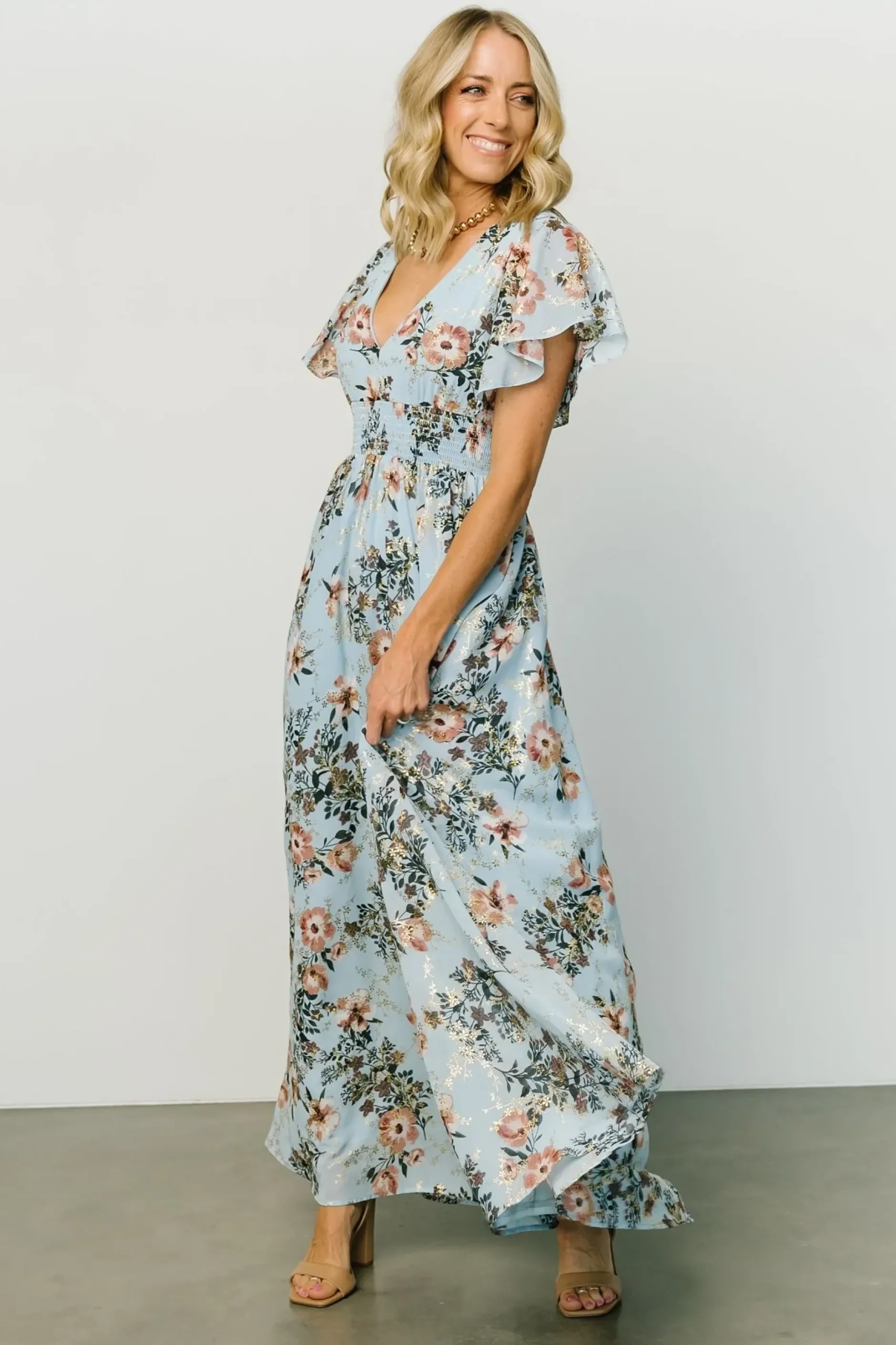 Baltic Born WEDDING SUITE|wedding guest|Lynlee Metallic Maxi Dress | Light Blue