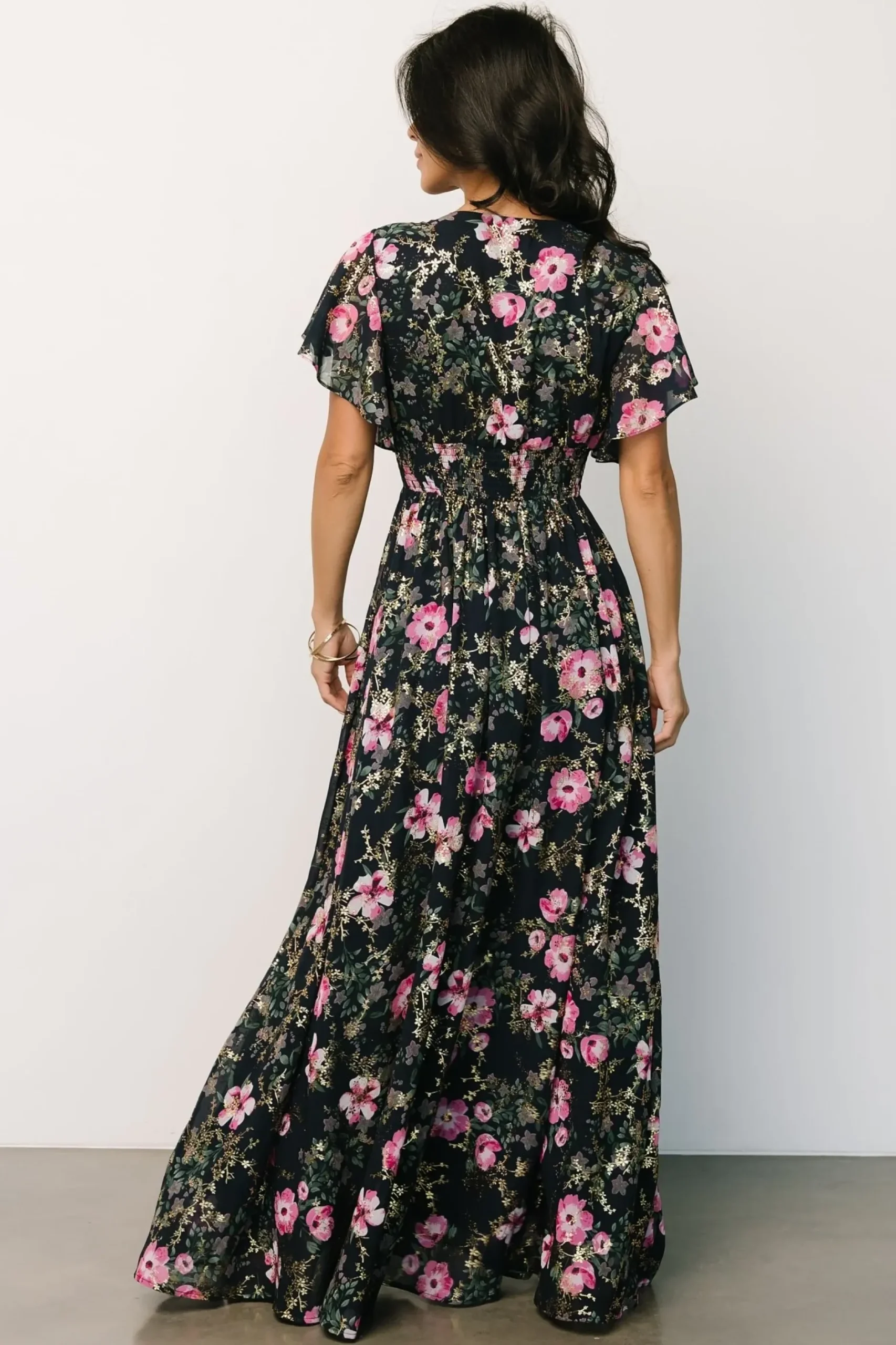 Baltic Born WEDDING SUITE|wedding guest|Lynlee Metallic Maxi Dress | Dark Blue + Pink