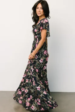 Baltic Born WEDDING SUITE|wedding guest|Lynlee Metallic Maxi Dress | Dark Blue + Pink