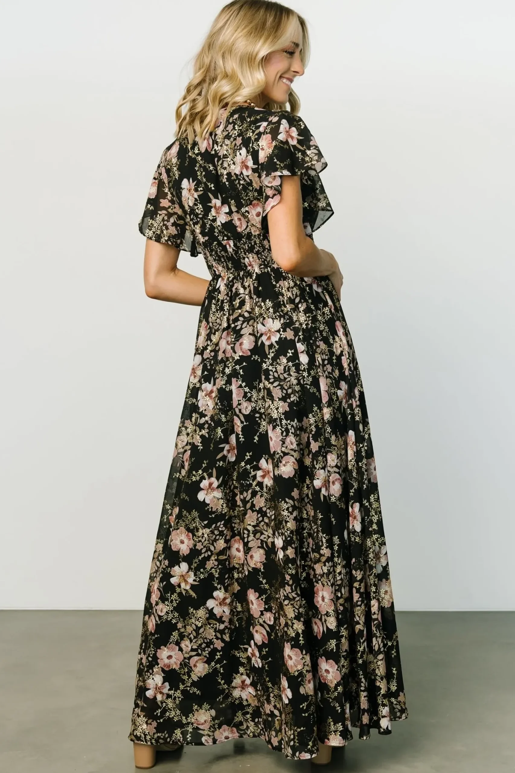Baltic Born WEDDING SUITE|wedding guest|Lynlee Metallic Maxi Dress | Black + Mauve